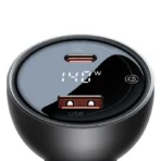 Baseus 140W Digital Display PD3.1 Dual U+C Fast Charging Car Charger with Cable - Image 3
