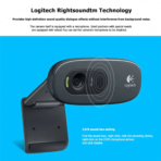 Logitech C270 HD Webcam, 720p Video With Noise Reducing Mic - (1Y) - Image 2